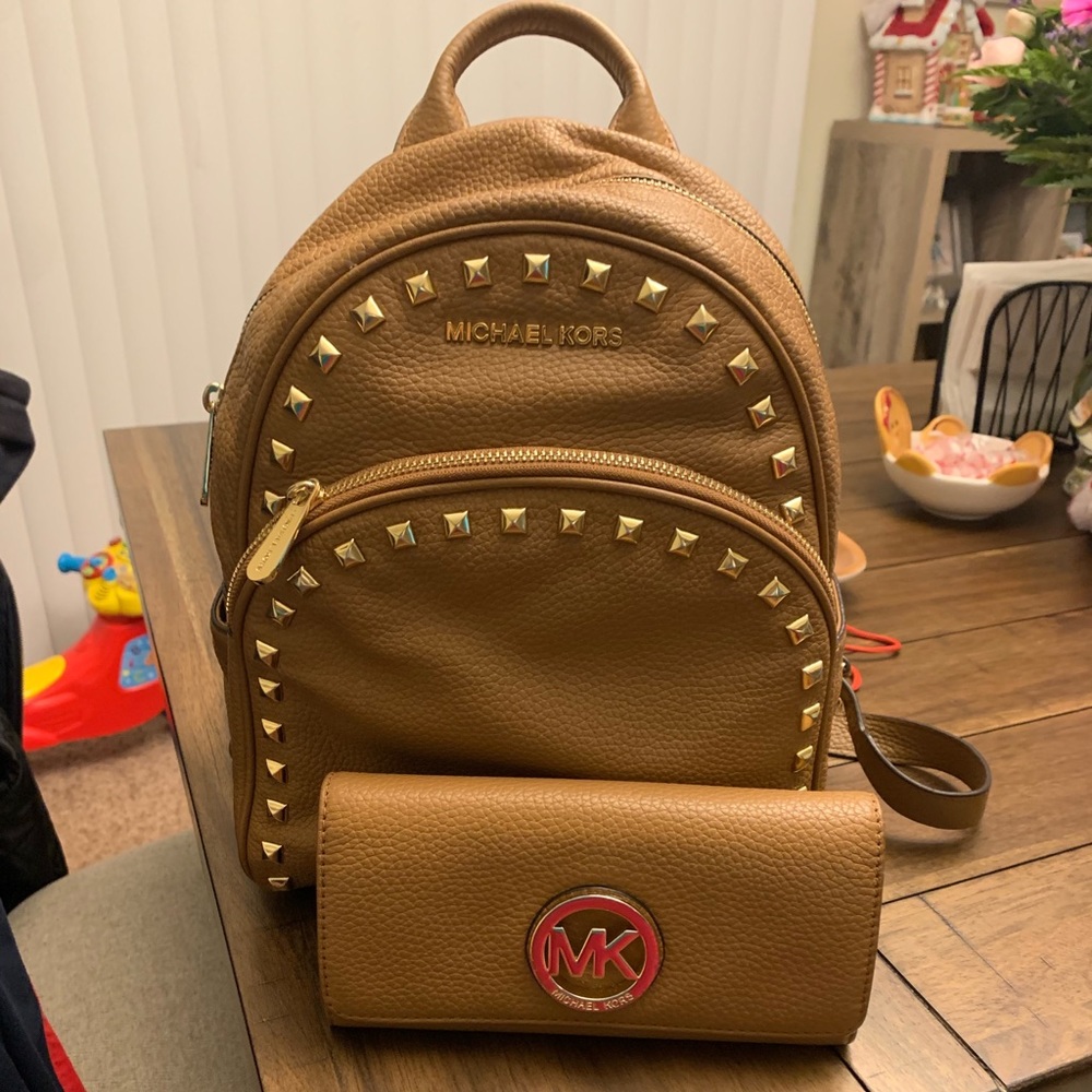 Michael kors backpack and matching wallet